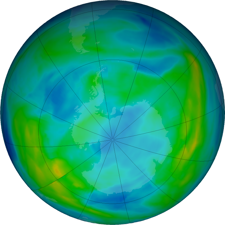 Antarctic ozone map for 09 May 2024
